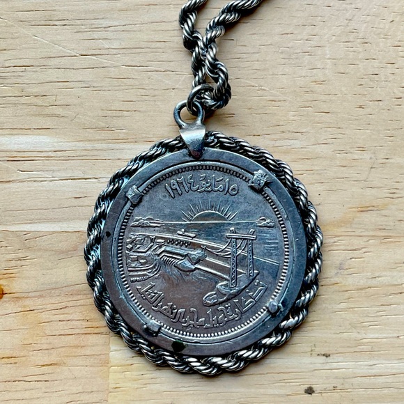 Silver Egyptian Coin Necklace - Picture 2 of 7